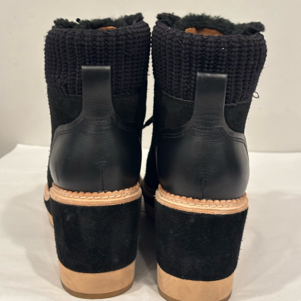 Kate Spade Willow Wedge Black Suede  and Tan Lace Up Boots - Picture 3 of 10